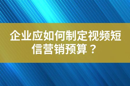企業應如何制定視頻短信營銷預算？