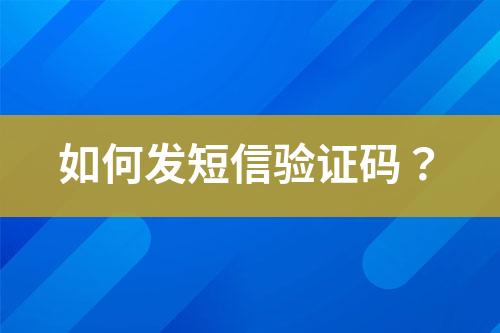 如何發(fā)短信驗(yàn)證碼？