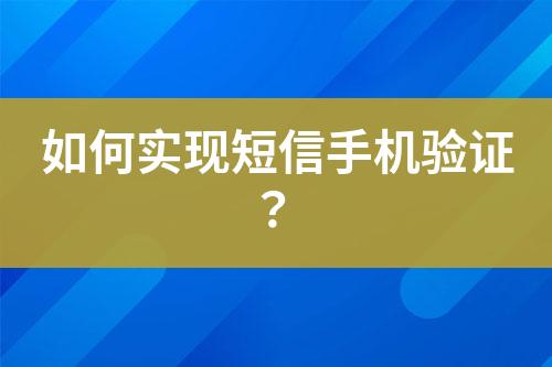 如何實(shí)現(xiàn)短信手機(jī)驗(yàn)證？