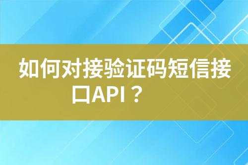 如何對接驗證碼短信接口API？