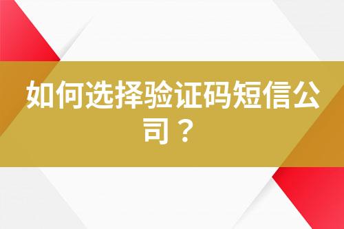 如何選擇驗證碼短信公司？