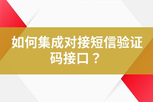 如何集成對接短信驗證碼接口？