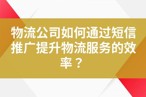 物流公司如何通過短信推廣提升物流服務的效率？
